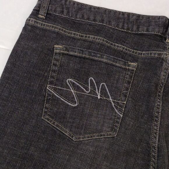 Y2K Faded Black Floral Eagle Embroidered Flare Jeans Plussize 24W - Picture 13 of 17